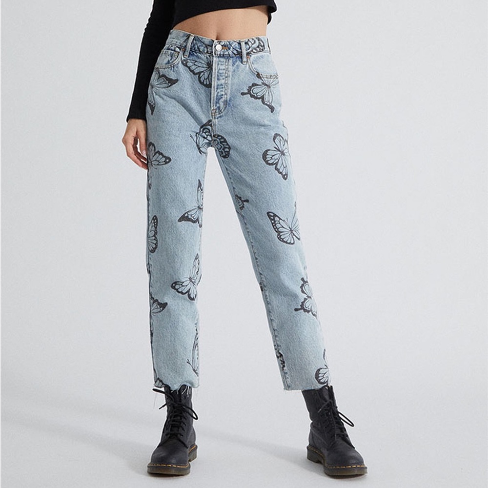 PacSun Eco Butterfly High Waisted Straight Leg Jeans Size 24